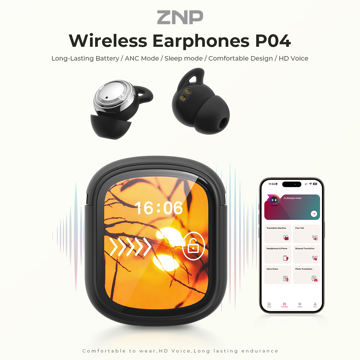 Słuchawki ZNP P04 do spania z  – Wireless Earbuds Case recenzja i cena